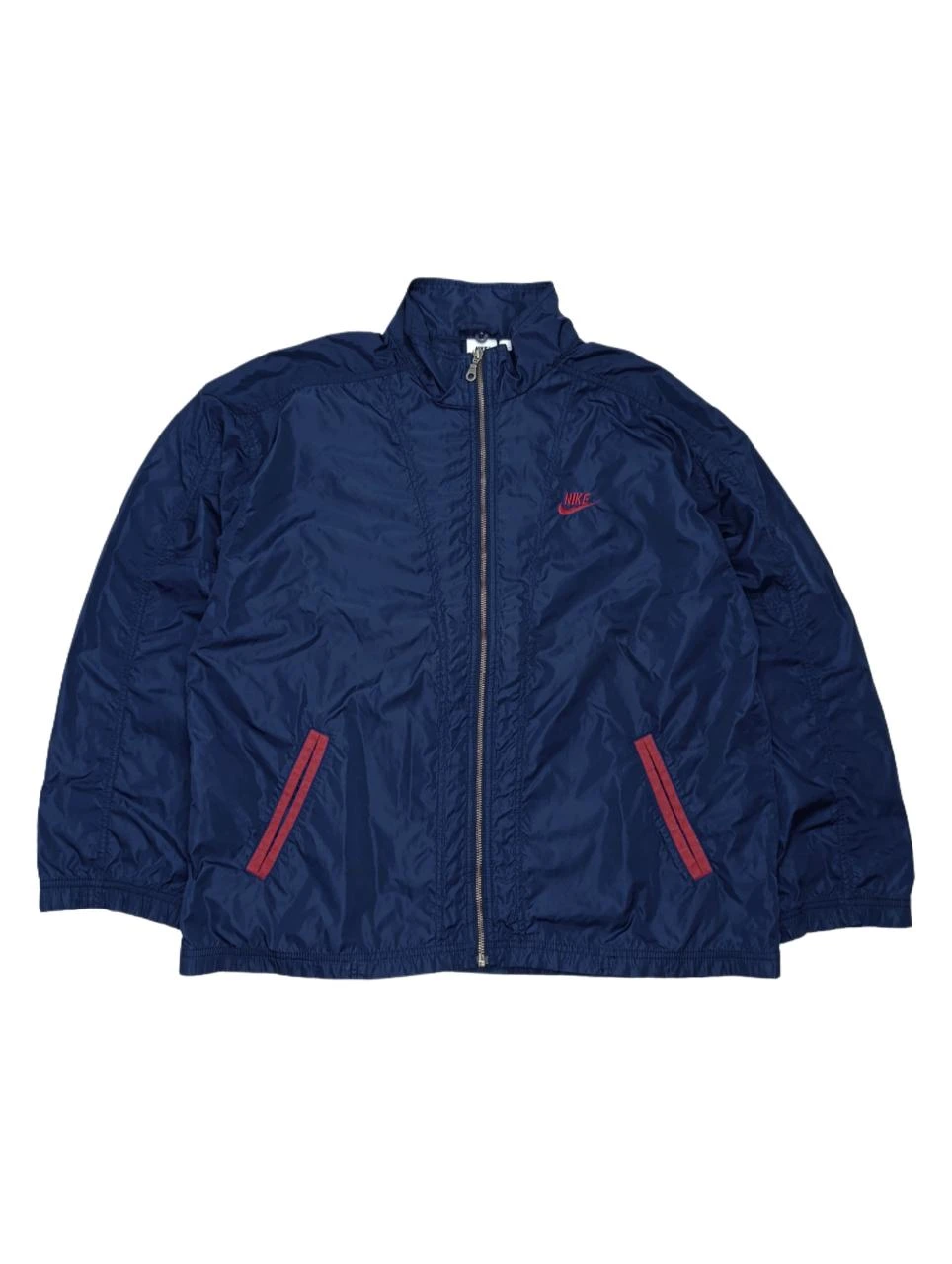 Veste Coupe-Vent Nike Vintage 90s Gros Swoosh Brodé Dos Bleu/Rouge - Taille L/XL